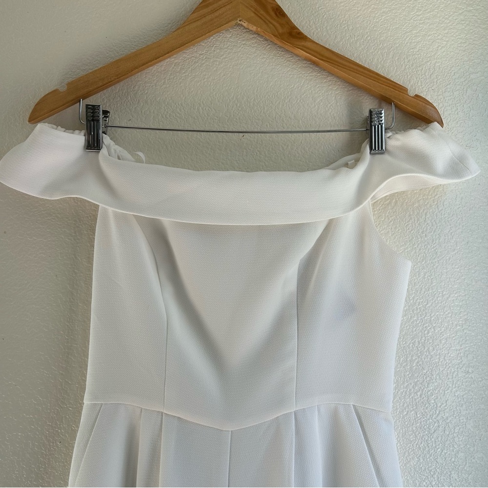 BCBGeneration | Elegant Off-Shoulder White Jumpsuit - Picture 5 of 12